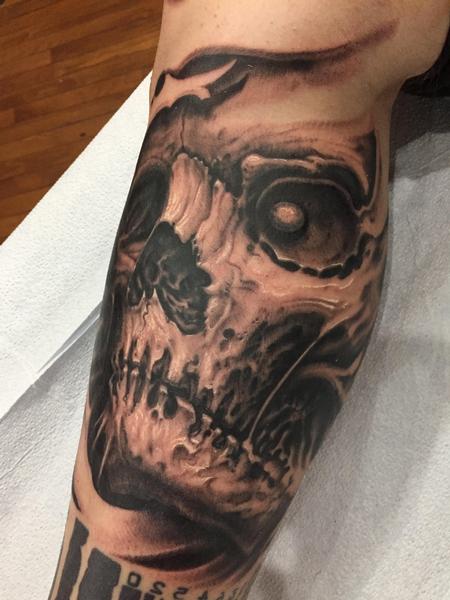 Tattoos - Black and grey skull - 131558